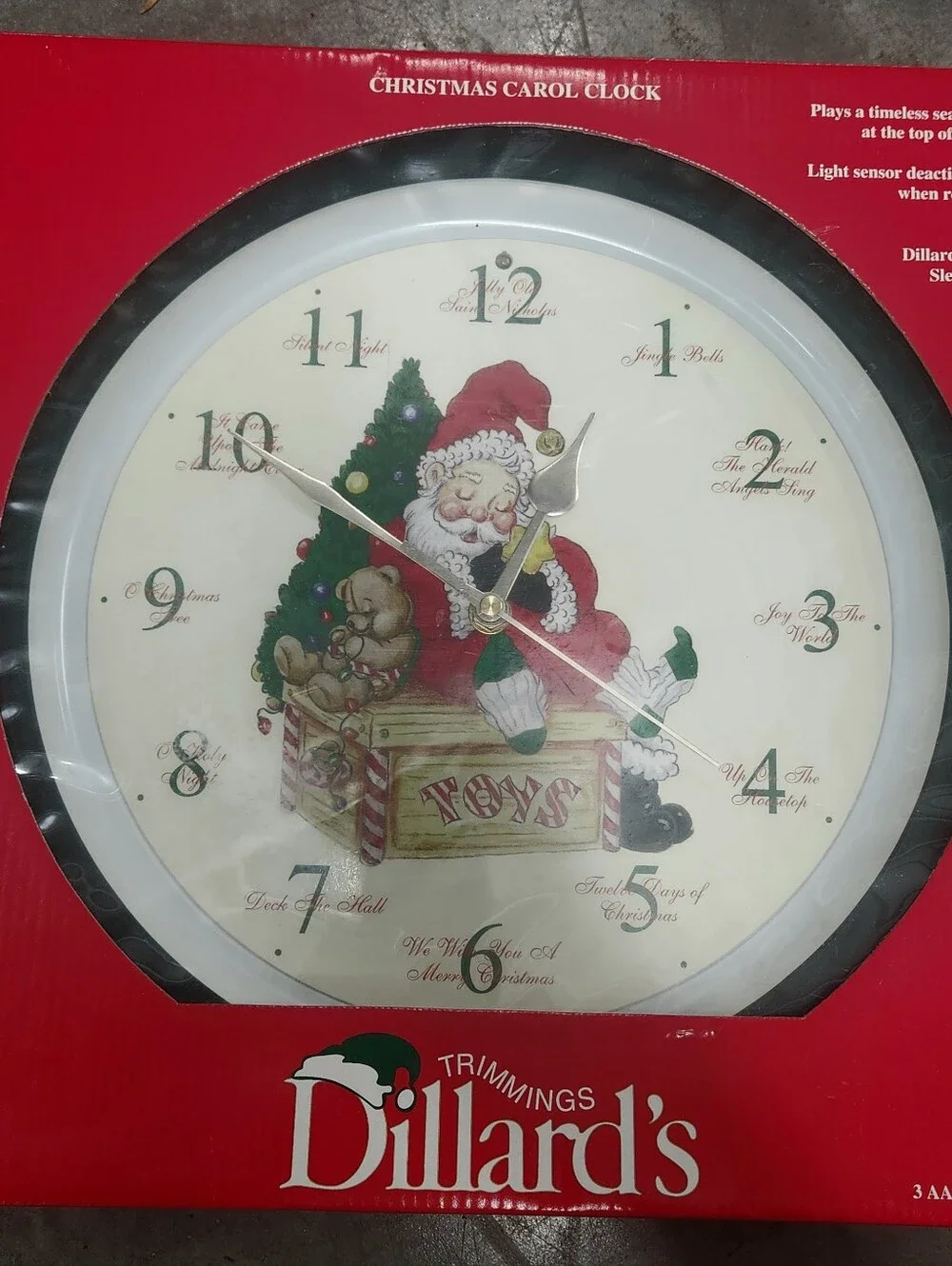 Santa Toys Wall Clock - White Face with Red Accents
